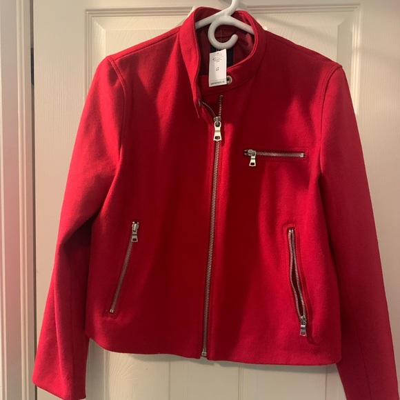 NWT red wool moto jacket - Picture 1 of 4